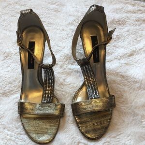Metallic gold event heels